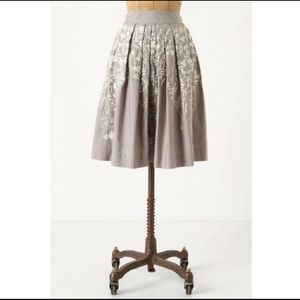 Anthropologie Embroidered Knee Length Skirt